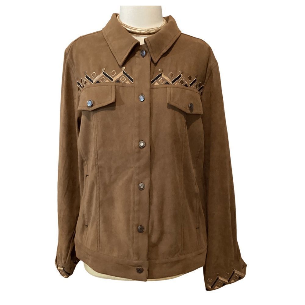 VINTAGE BOB MACKIE Brown
Western Button Down Shirt Jacket Brown Faux Suede L